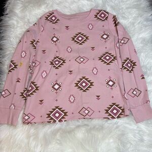 Place Pink and Brown Patterned Top